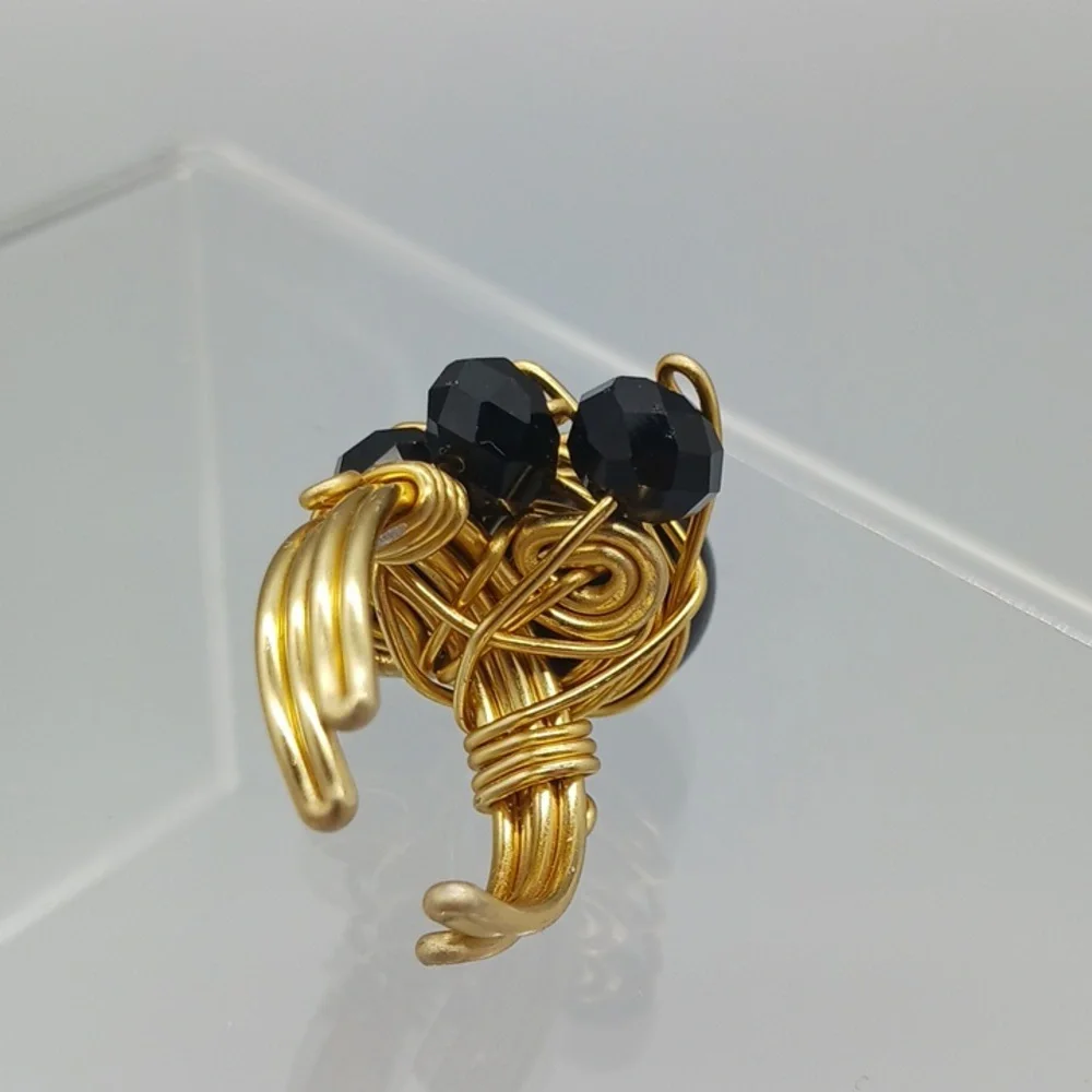 STYLISH & GORGEOUS HANDMADE wire-wrapped bracelet featuring black onyx beads SET